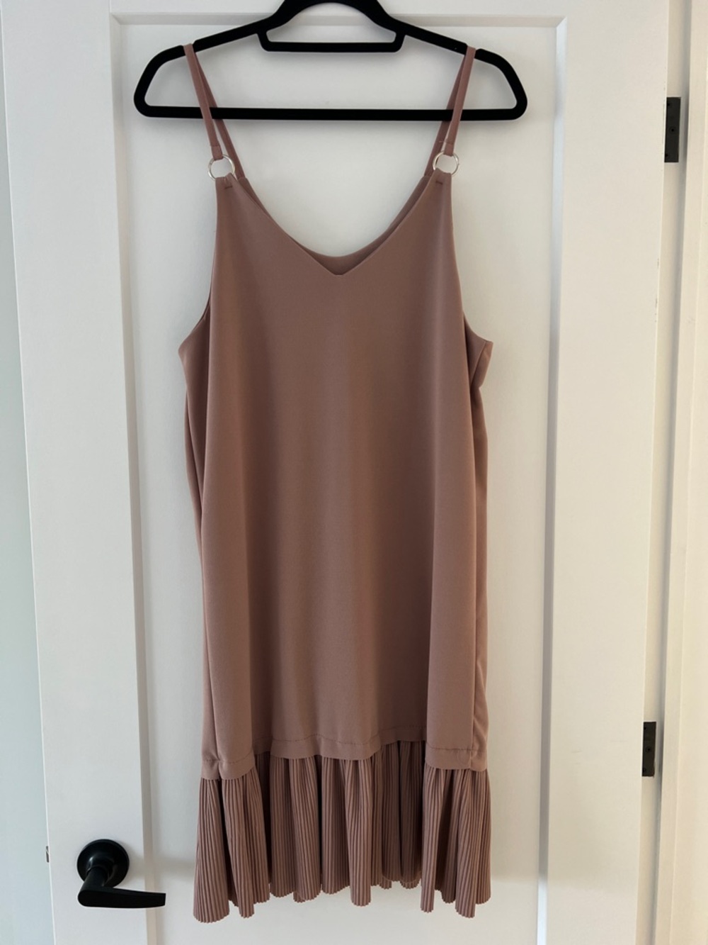Mauve Blush Slip Dress with Pleated Hem